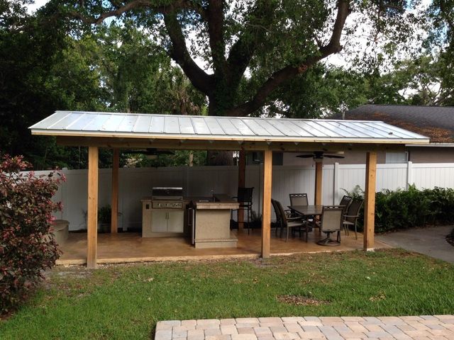 Covered outdoor shop grilling area